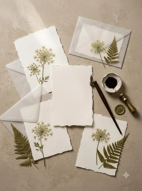 Pressed florals and handmade stationery